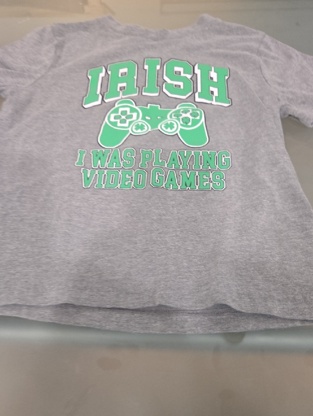 Kids Gray 'Irish I Was Playing Video Games' Short Sleeve Tee